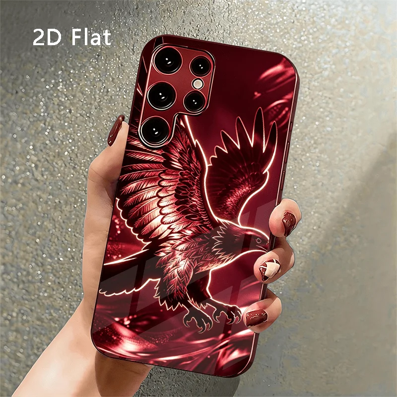 Red Eagle Pattern Tempered Glass TPU Fashion phone case for Samsung Galaxy S26/S25/S24/S23/S22/S21 FE Ultra Plus Shockproof