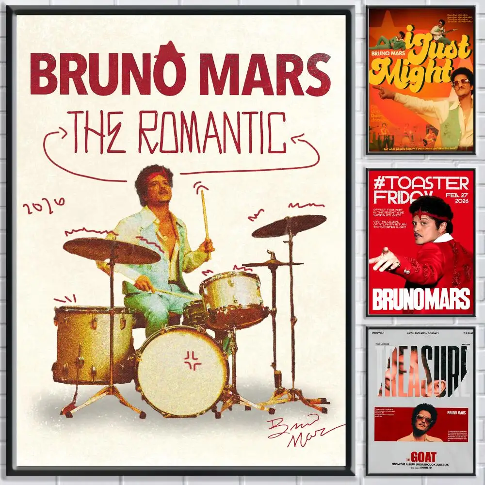 Sänger Bruno Mars Album „The Romantic Poster“ für Schlafzimmer, Wohnzimmer, Arbeitszimmer und mehr, selbstklebende Dekoration + perfektes Geschenk
