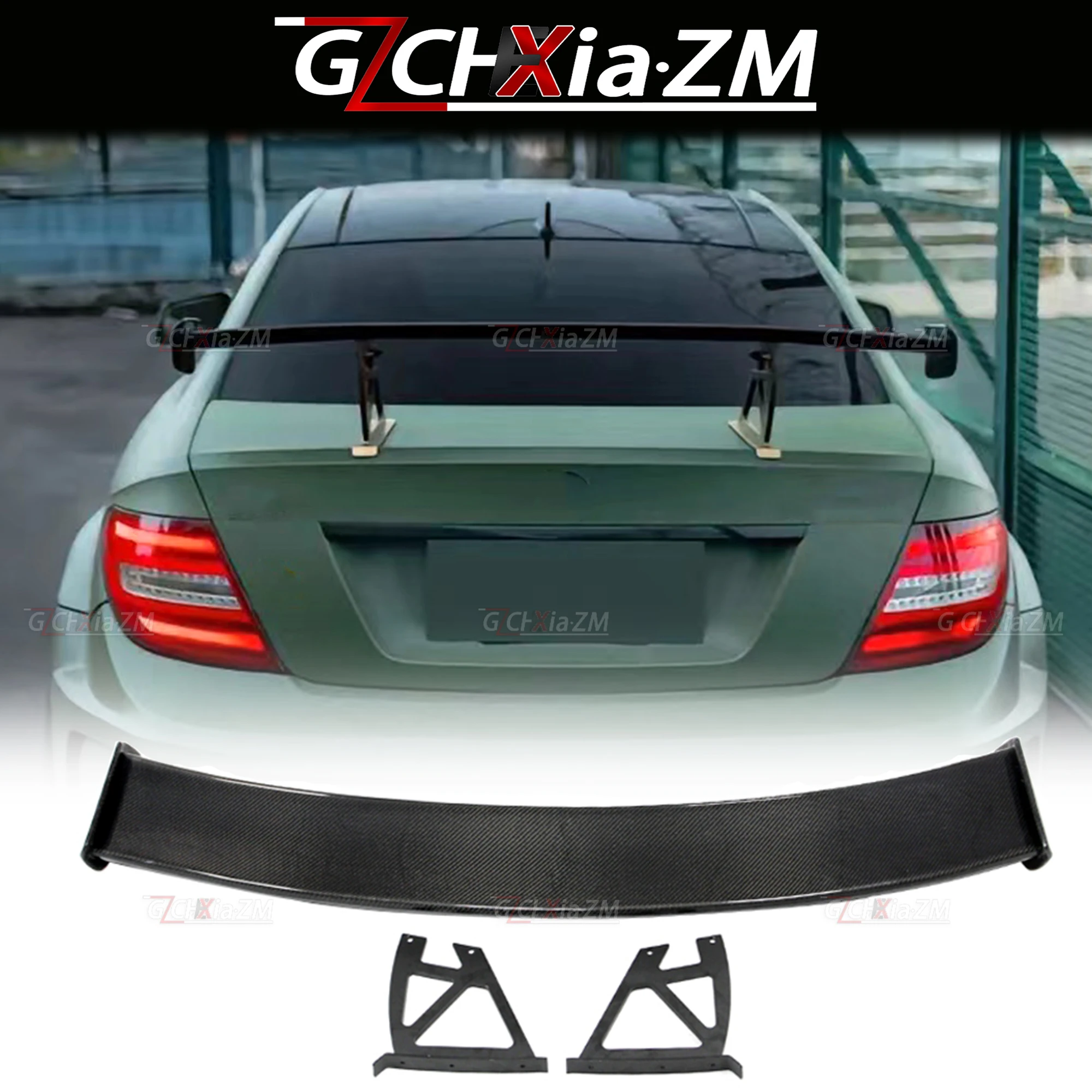 For Mercedes Benz W204 C63 AMG Coupe 100% Genuine Carbon Fiber Black Series Rear Spoiler BS style Rear Wing 2/4 Doors 2007-2014