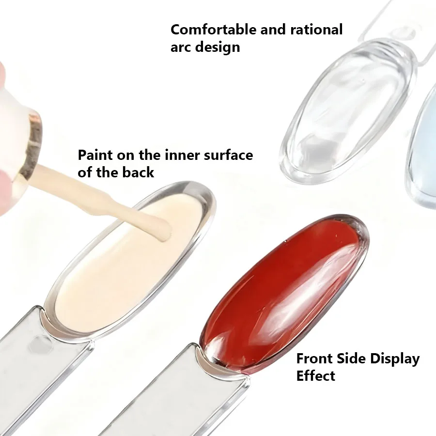 Doppelschichtiges Nagellack-Gel-Farbkarte mit 50 Spitzen, ovale, fächerförmige Übungsfarbe mit innerer und äußerer Malerei für die Nagelkunst-Display – Detail 5