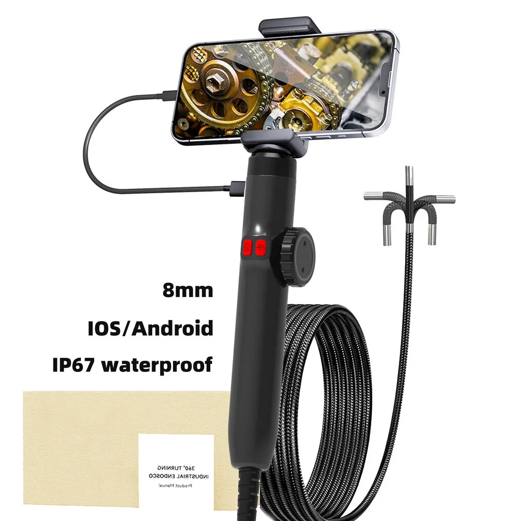 

8.5mm 1440P Two Way 360-Degree Automotive Piping Industrial Professional Articulated Boroscope Sewer Inspection Endoscope Camera
