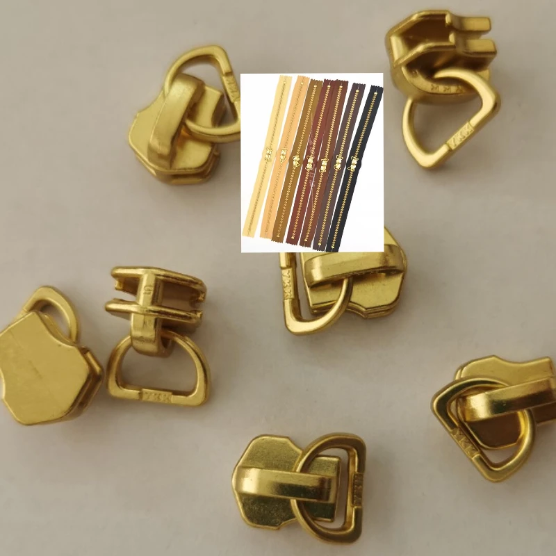 50pcs/Lot 3# 5# Non Lock Ykk Metal Zipper Pull Slider D Ring Gold Bronze Copper for Luggage Leather Bag Tailor Sewing Accessory