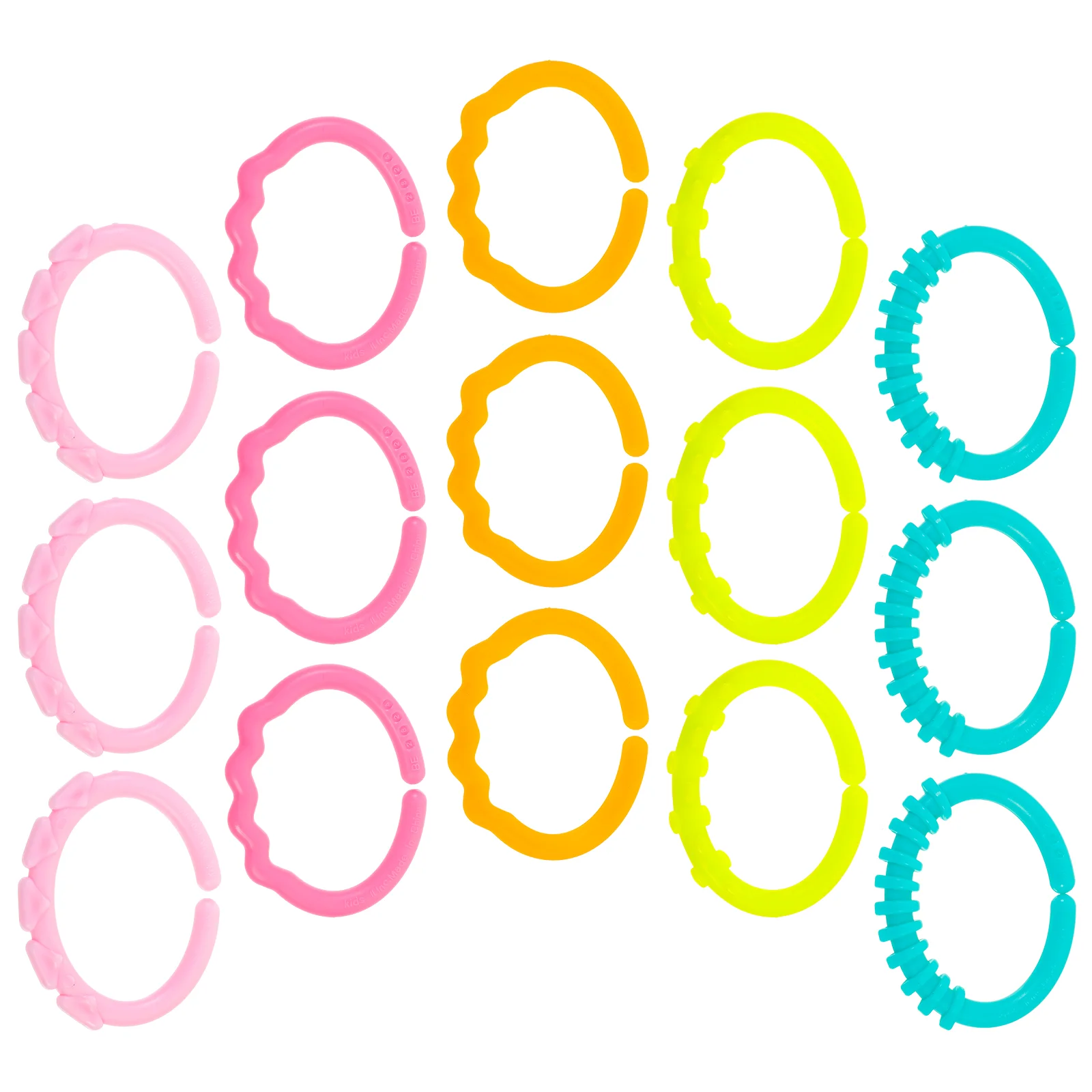 24pcs Teether Rings Links Toys Rattle Stroller Travel Toys for Newborn Safe Non Mild Teething Car Seat Hand