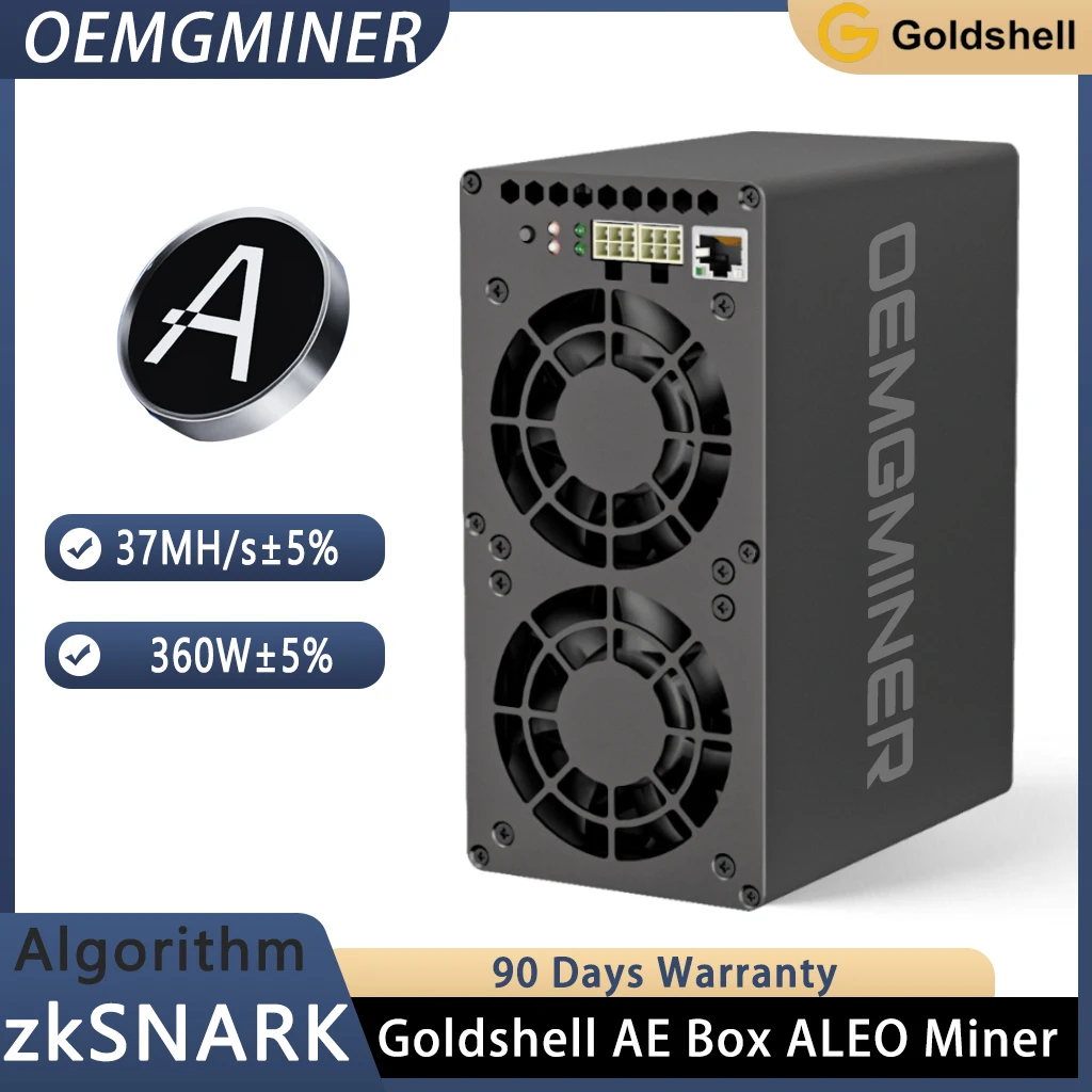 New Goldshell AE-BOX 37Mh/s 360W Aleo Coin Miner Home Mining Silent Asic Miner with PSU