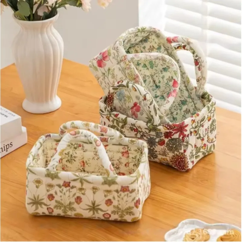 

Японская тканевая корзина для хранения из утолщенного хлопка, маленькая, для косметики, игрушек, закусок, хозяйственная тканевая корзина