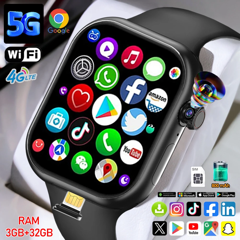 

Сетевые умные часы 4G/5G, 2,13 дюйма, 410*502, HD AMOLED-экран, 3 ГБ + 32 ГБ ОЗУ, камера 500 Вт, GPS, Wi-Fi, Google APPS, загрузка Smartwatch