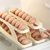 Automatic Scrolling Egg Rack Holder Storage Box Egg Basket Container Organizer Rolldown Refrigerator Egg Dispenser For Kitchen