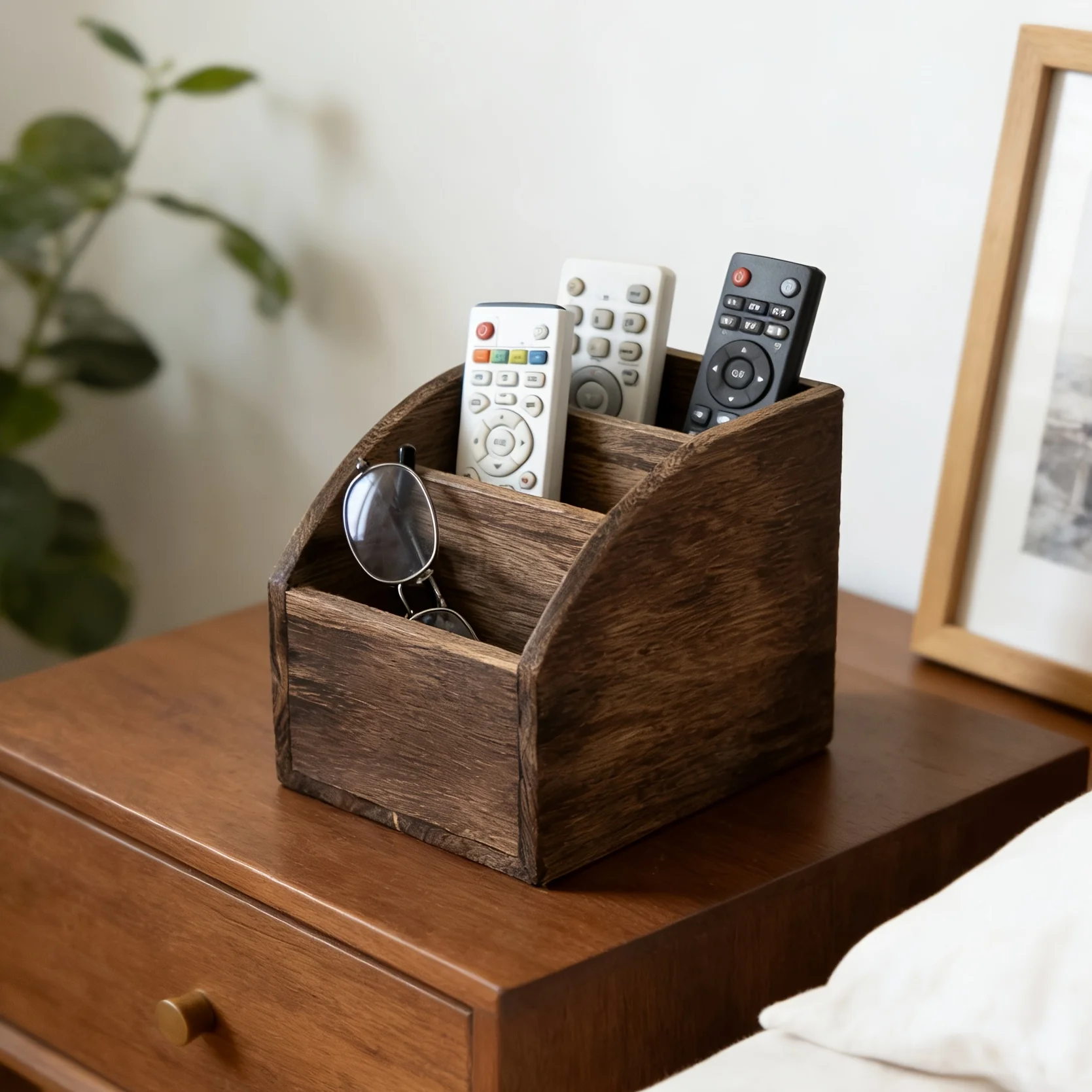 Desktop Organizer Bamboo - Boîte de rangement vintage en bois