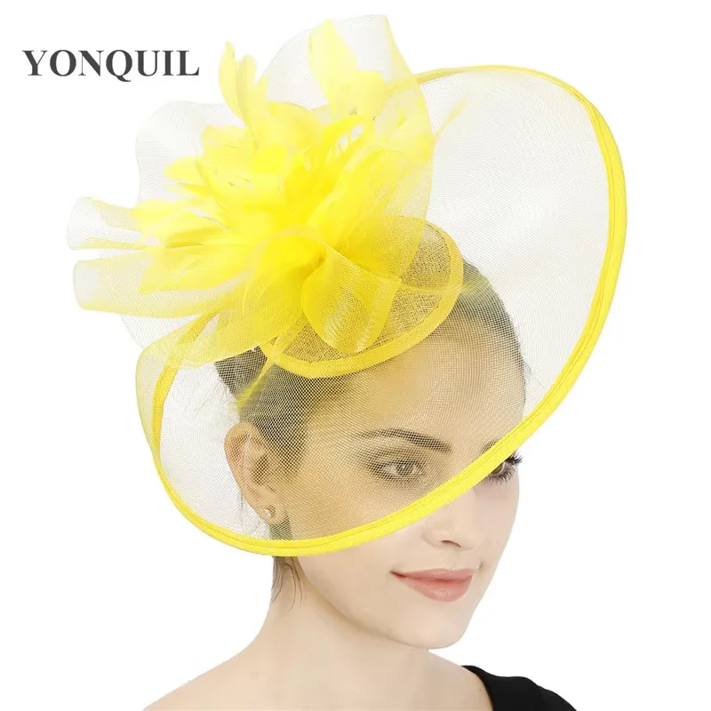 Women Tulle Fashion Fascinator Hat Ladies Chic Headwear Hairpin Elegant Bride Marriage Mesh Net Hair Accessories With Headband