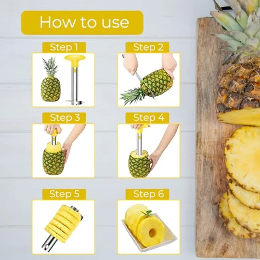 Ananassnijder en boorgereedschap Roestvrijstalen ananassnijder met gemakkelijke handgreep 2in1 fruitschiller Corersnijder voor Perfe