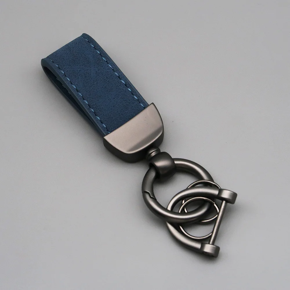 Short Style Discolored Leather Metal Key Chain Ring  Men‘s Women's Custom Logo Car Keychain Laser Personalize Letters Keyring