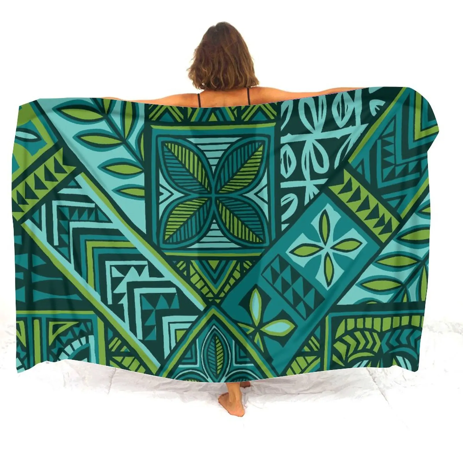 Tropical Beach Sarong Custom Polynesian Seaside Cape Windproof Scarf Soft Cool Sarong Custom Pattern Text Logo New