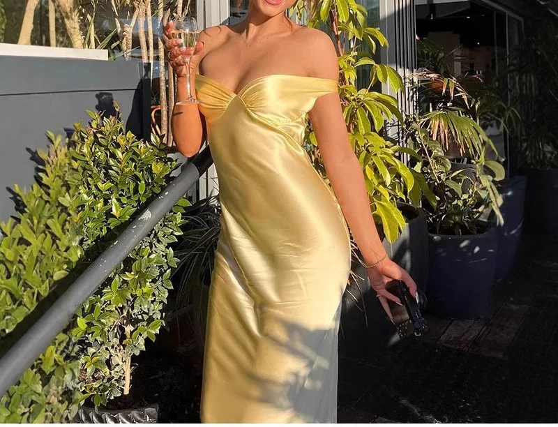 

2025 Spring/Summer New Sexy One-Shoulder Strapless Backless Long Dress