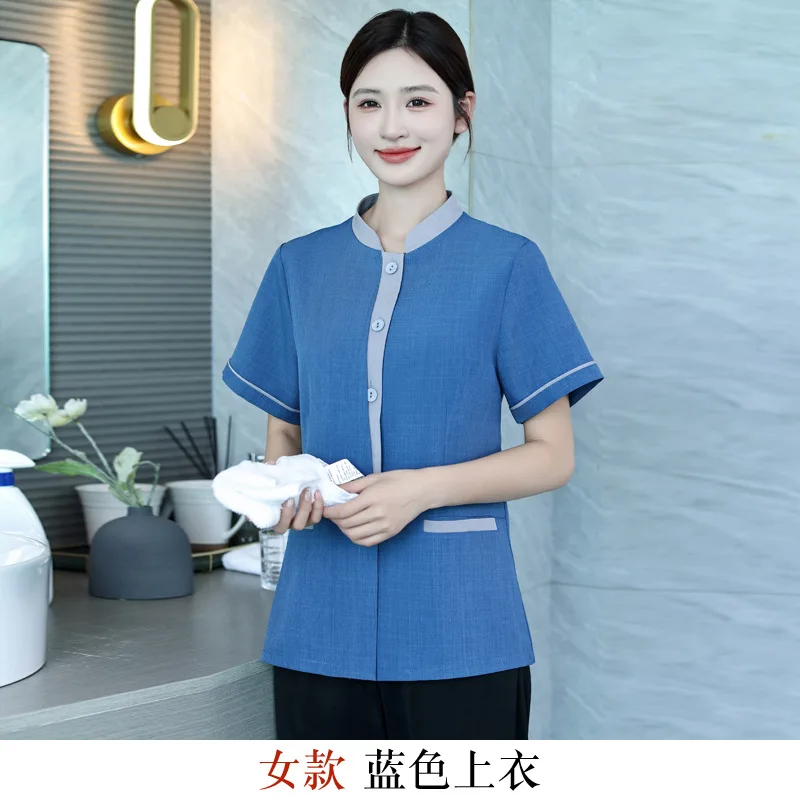 호텔 객실 청소원 유니폼 프로퍼티 호텔 몰 공공장소 위생 작업자 유니폼 여름 짧은 소매