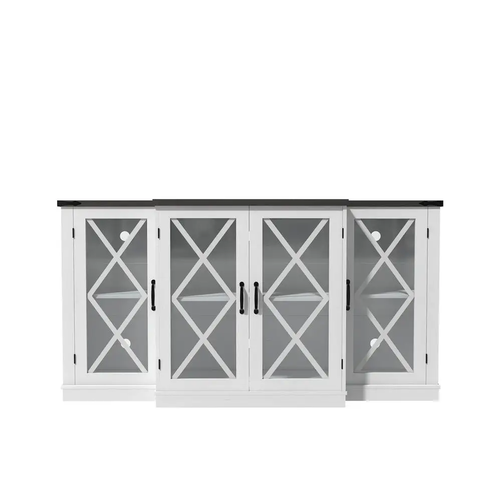 حامل تلفزيون المزرعة 63 بوصة مركز ترفيه مع أبواب الحظيرة وحدة تحكم وسائط خشبية لأجهزة التلفاز حتى 73 بوصة خزانة تخزين