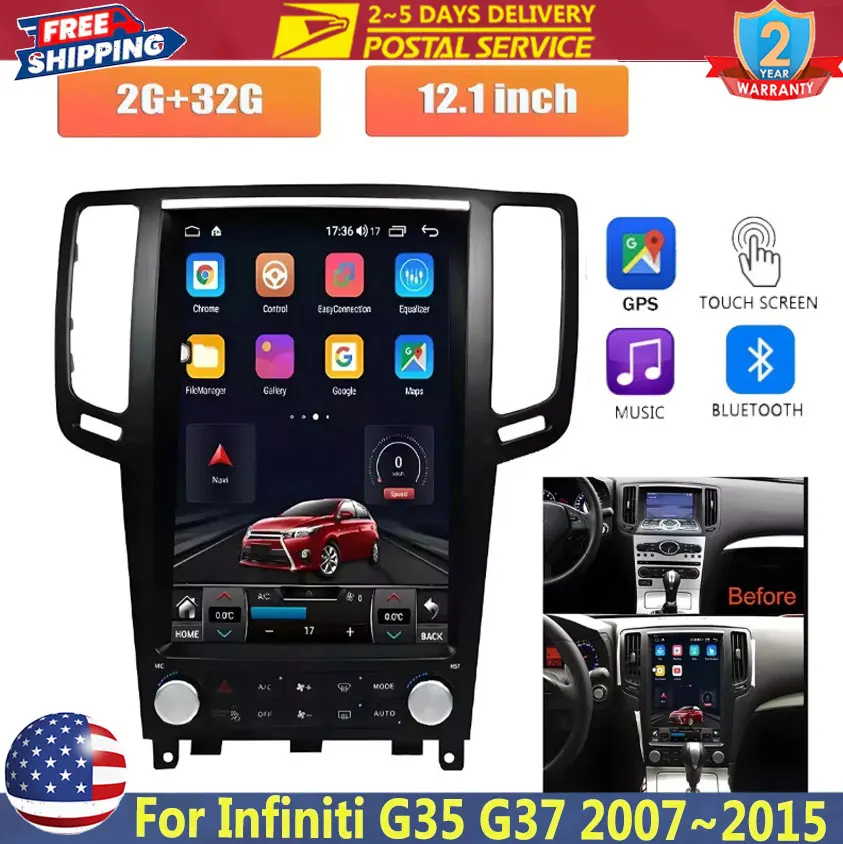 12.1 "شاشة أندرويد العمودية راديو السيارة 2G-32GB لإنفينيتي G35 G37 2007 ~ 2015 نظام تحديد المواقع نافي واي فاي السيارات ستيريو الوسائط المتعددة CarPlayer