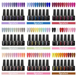 6pc Nail Gel Polish Set Classic Color All For Nails Decoration Semi Permanent Painting Gel Varnish Nail Art Base Top Coat Vernis