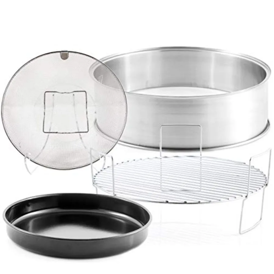 

Primo Extender Ring Kit Includes 5" Stainless Steel Extender Ring Reversible 3" Cooking Rack 10" Enamel Baking Pan and Stainles