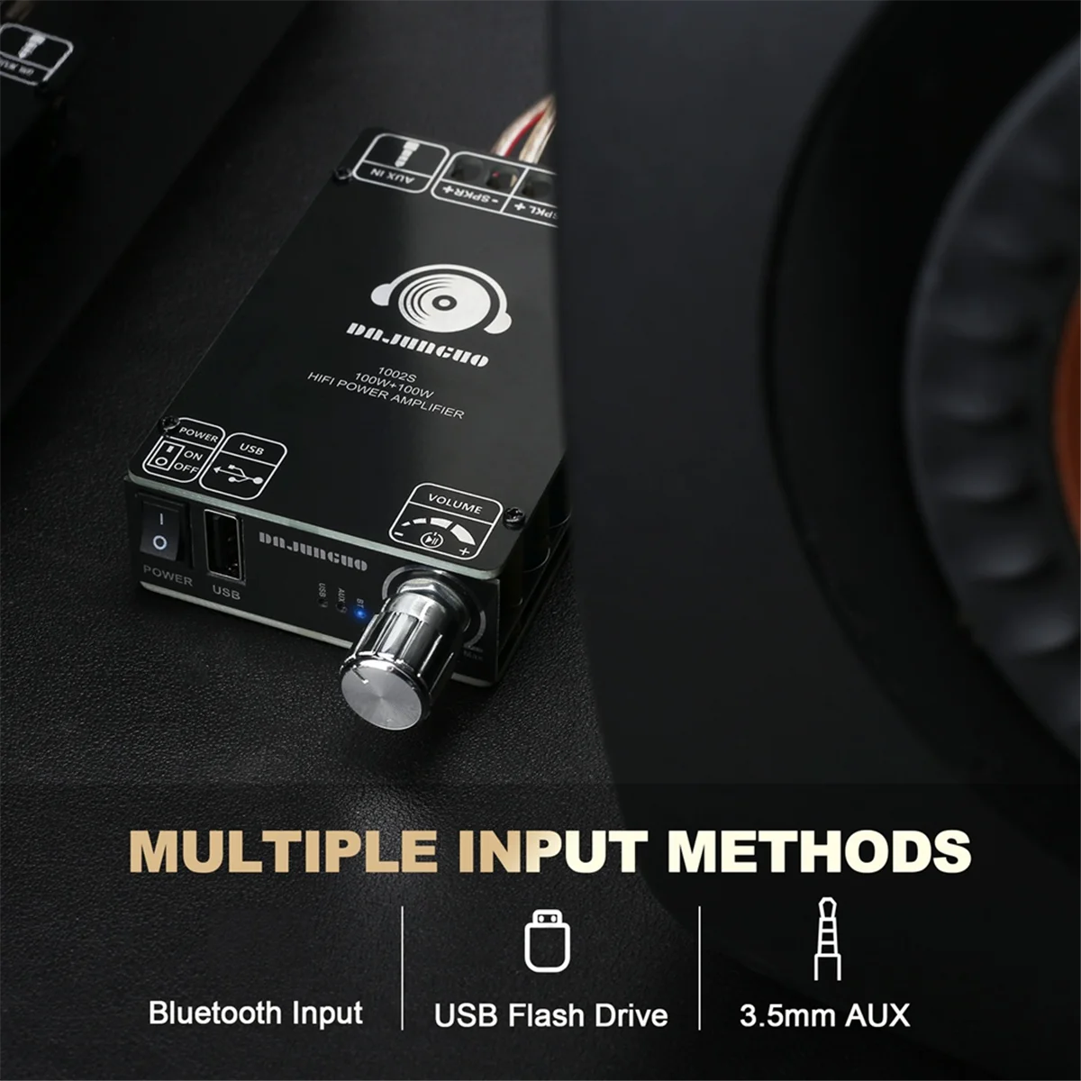 【Ultimo miglioramento!】ZK-1002S Scheda amplificatore Bluetooth 100W+100W 12-24V Ingresso di tensione ampio Supporta modulo audio ingresso USB da 3,5 mm B