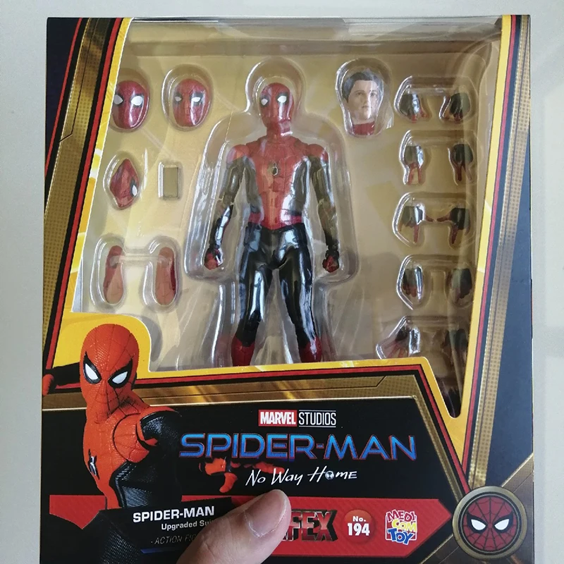 Original Mafex 194 Spider Man Action Figures Toy 1/12 Tom Holland Spiderman Battle Suit Movable Figurines Model Collectibles