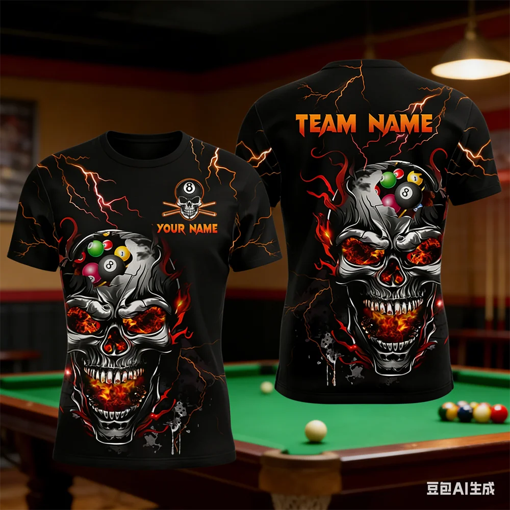 Fashion Billiards Sports Men's T Shirt 3D Printed Customize Name Short Sleeve T-shirts Summer Personalization Club Team Clothing