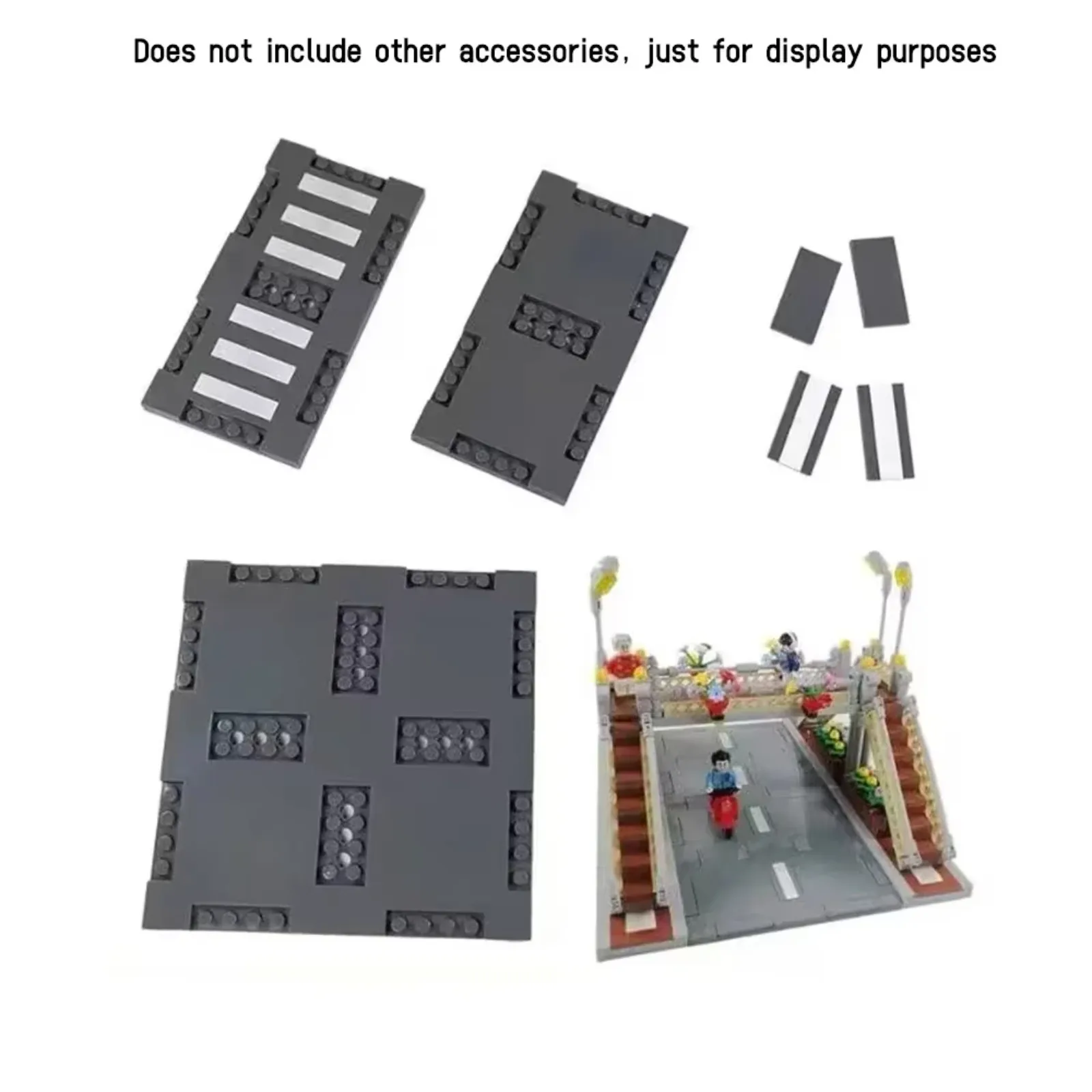 مكعبات بناء اللوح الأساسي لطرق المدينة الرمادية عالية الجودة مع بلاط معبر المشاة المتوافق مع ليجويدز 60301 69915 71772 #4