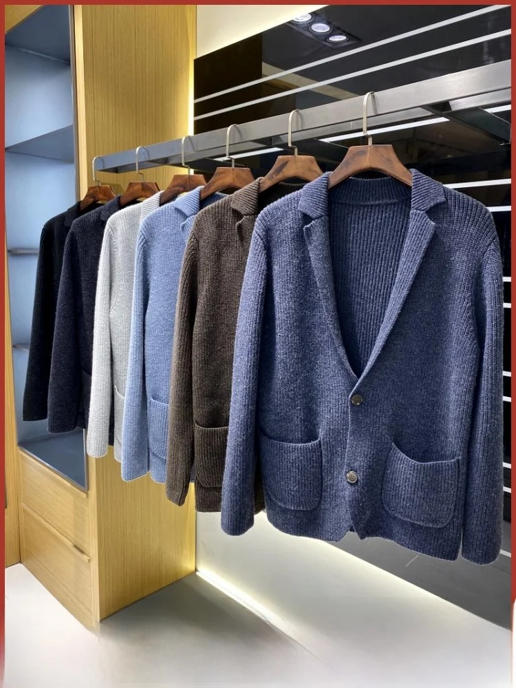 

Трикотаж! Премиум 00 шерсть! Осенне-зимний мужской свитер Thiened с большим v-образным вырезом, длинное пальто Sve Faion Urban Sle