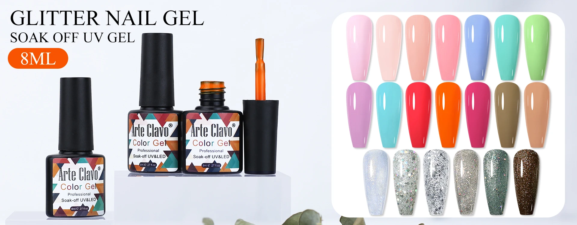Arte Clavo Gel-Nagellack, 400 Farben, 15 ml, semi-permanenter Gel-Lack, Basis-Decklack, Nagelkunst, Maniküre, Soak Off-LED, UV-Salon-Gel – Detail 1
