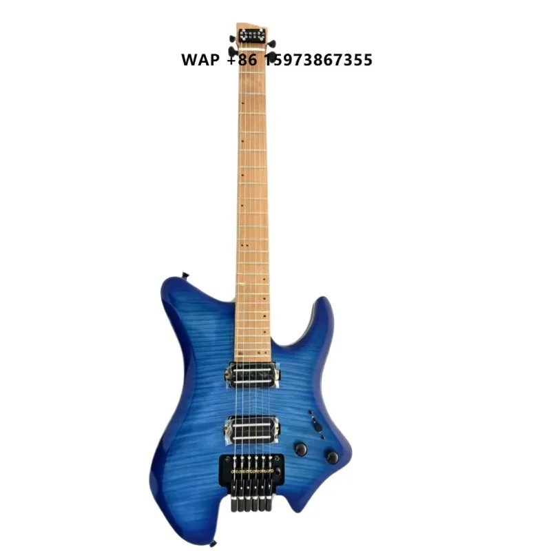 

Professional 6-String Headless Electric Guitar Maple Mahogany Construction High Quality Double Shake