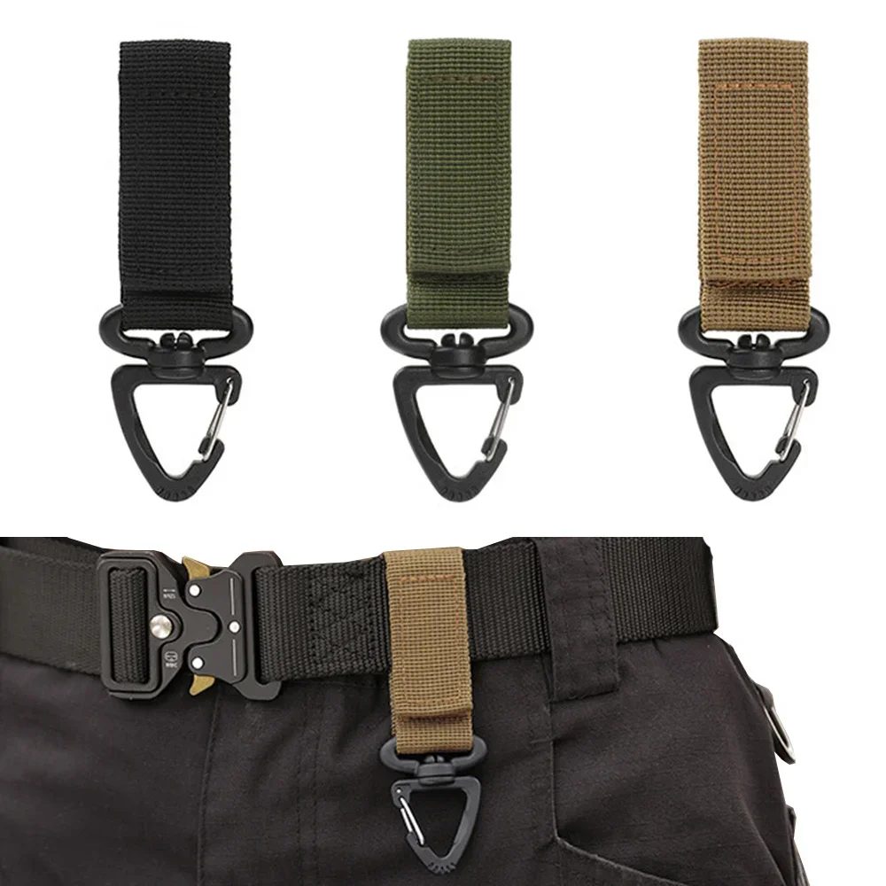 Outdoor Nylon Molle Tactical Backpack Carabiner Key Hook Webbing Buckle System Belt Buckle Hanging Camping Climbing Accessories
