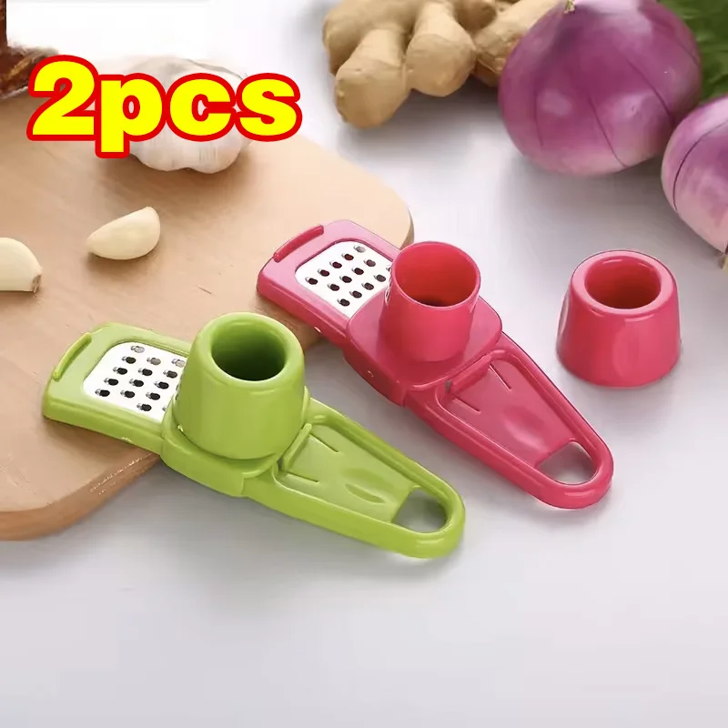 

2 Pack Mini Garlic Press Manual Grinder Crusher Mincer Kitchen Gadgets for Garlic Ginger Easy Squeeze Garlic Masher Tool