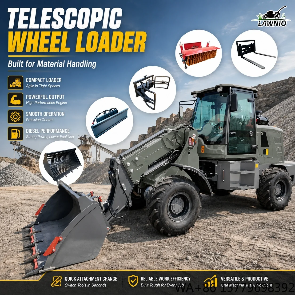 Color Customization Telescopic Loader  Telescopic Boom Plus Extended Loading Reach for Farm Work  Loader