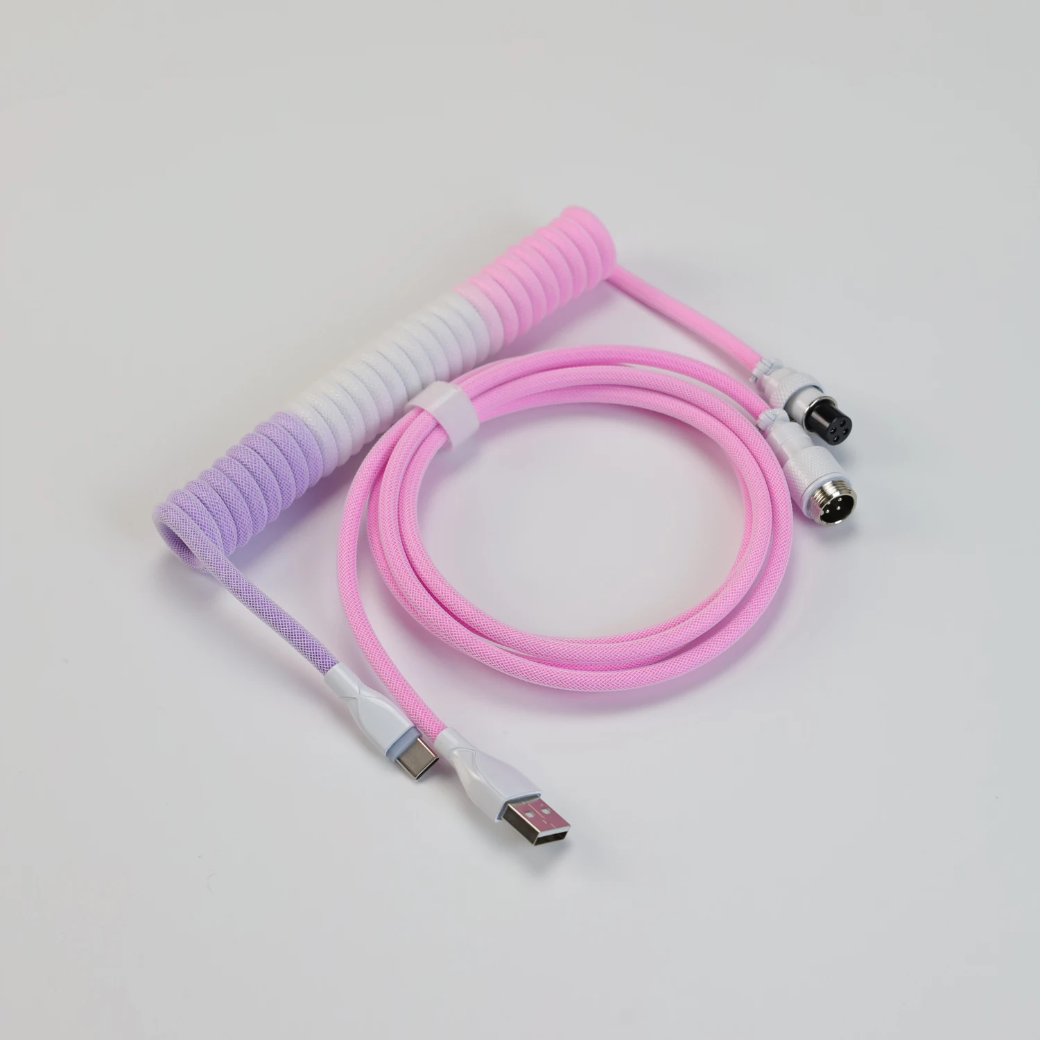 

Coiled Keyboard Cable USB-A Type-C EVA Braided Wire Protection Rod for Mechanical Gaming Keyboard Double-Sleeved Wire
