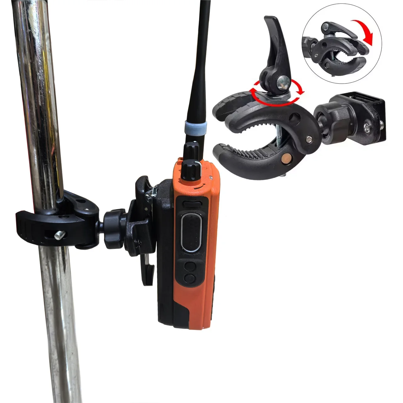 Adjustable Walkie Talkie Bike Mount for Handheld Radio on Motorcycle or Bicycle