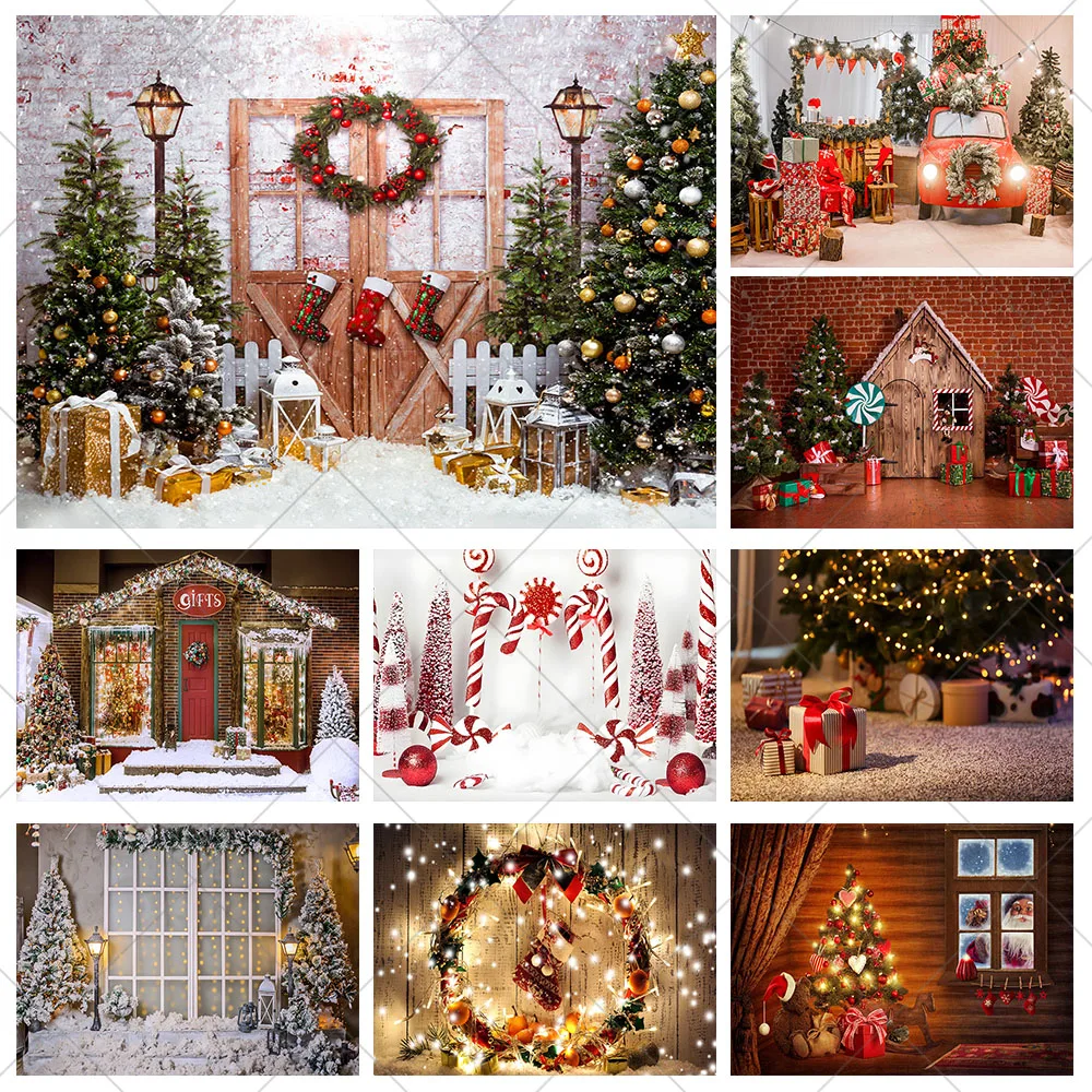 

Merry Christmas Decoration Backdrop Wonderland Festival Background Christ Gift Tree Vinyl Polyester Photography Decor Props