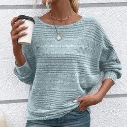 Autumn/Winter New Comfortable Casual Solid Color Sweaters Long Sleeve Round Collar Splicing Head Pullover 2024 Loose Female Tops