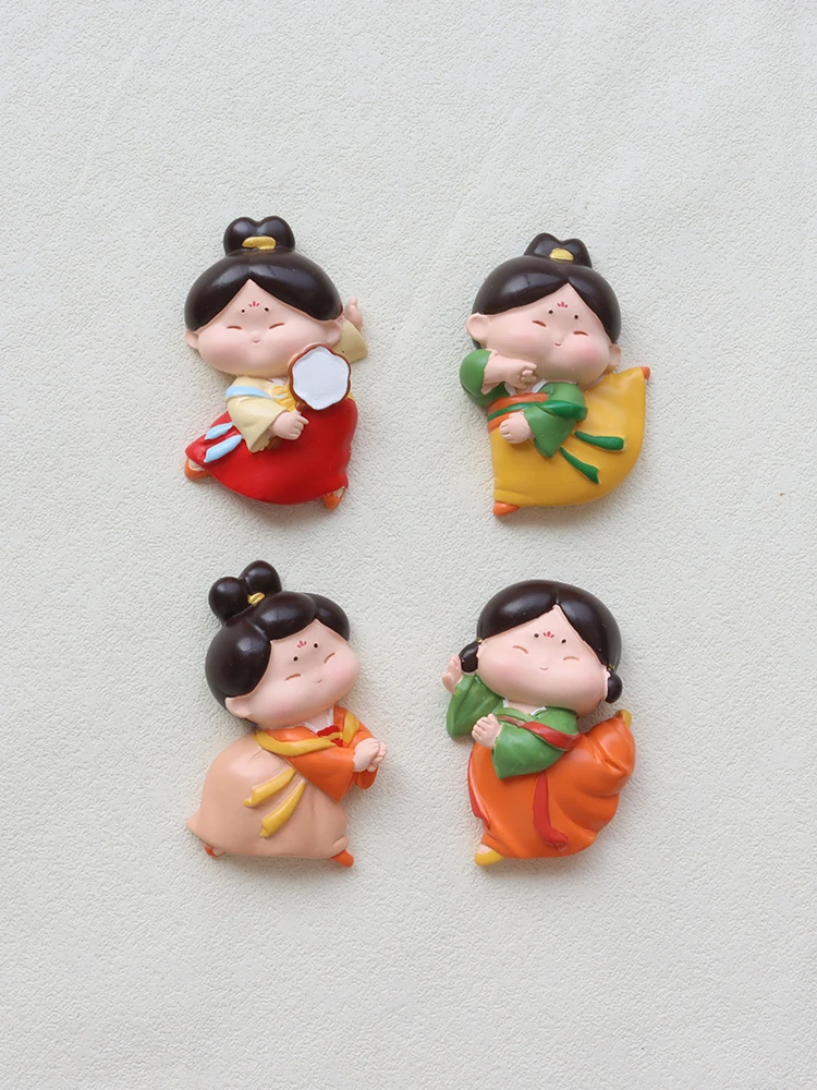 

New Chinese Sle Tang Lady Frie Magnet Tourist Souvenir Cultural Creative Hanfu Artwork Decorative Personalized Gift