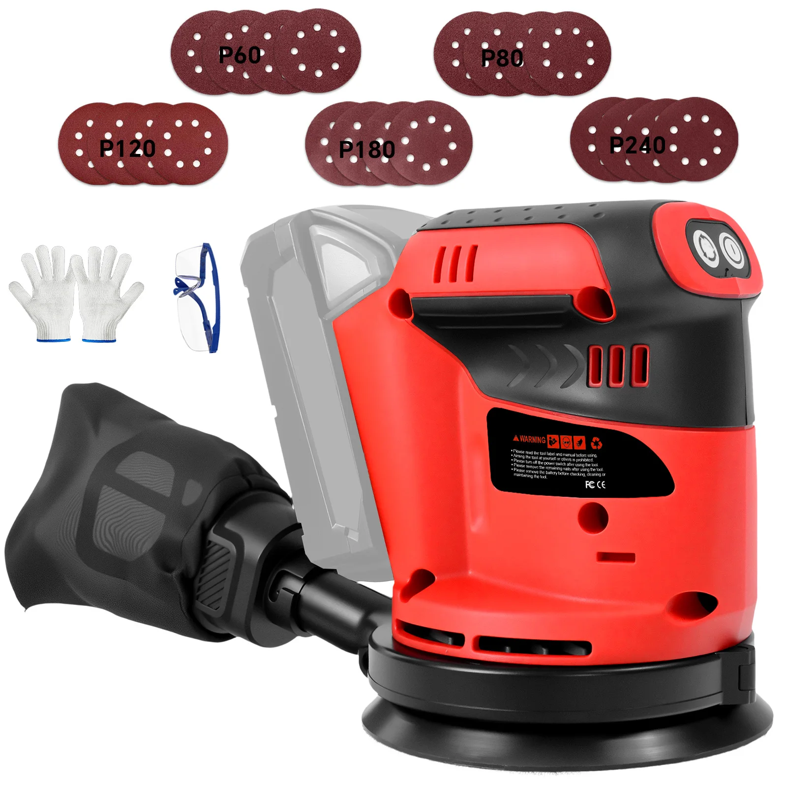 

Беспроводная эксцентриковая шлифовальная машина 125 мм, электрическая ручная орбитальная шлифмашина с 3 скоростями, инструмент для шлифовки дерева, совместимый с аккумулятором Milwaukee 18V.