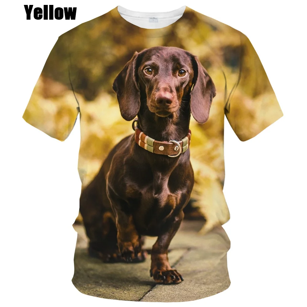 New Summer Hot Sale 3D Dachshund Men's/women's Fashion Slim T Shirt 3D Printing Short-sleeved Casual Round Neck Top