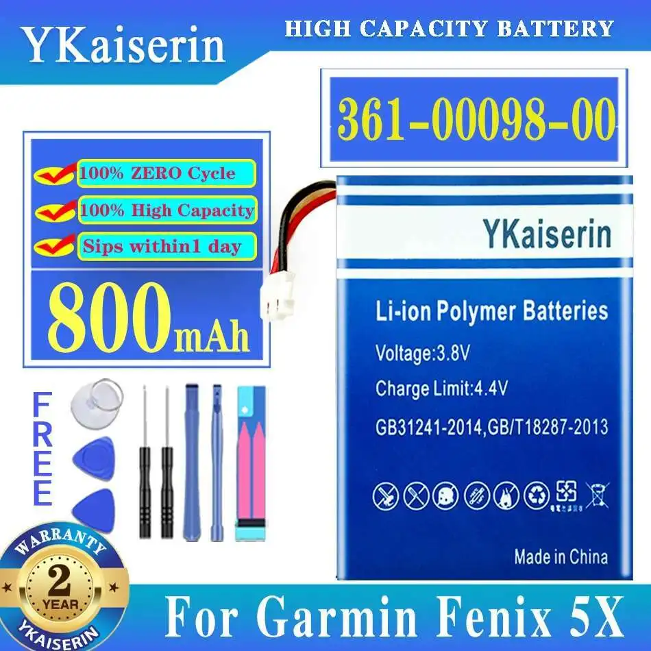 

800Mah Watch Battery 361-00098-00 Long-Lasting Performance For Garmin Fenix 5X Gps Sport High Capacity