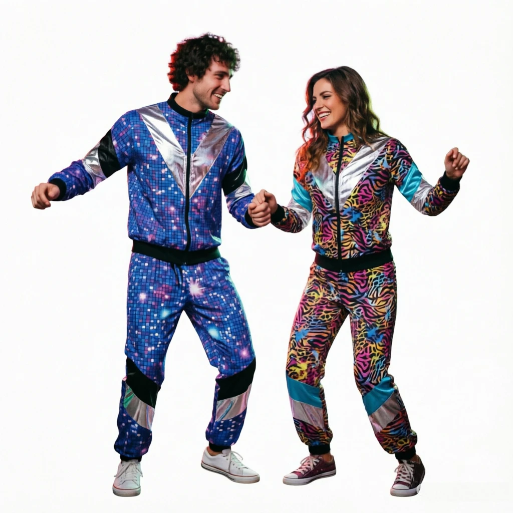 Conjunto Deportivo Retro de los 80s y 90s para Mujer, 2 Piezas, Traje de Hip-hop para Hombre, Disfraz de Cosplay para Halloween, Carnaval, Fiesta Temática