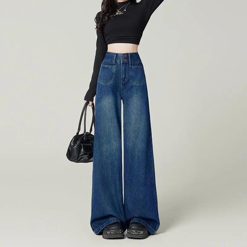 

Модные новые джинсы для фигуры типа «груша» 2025: Эластичные женские брюки-палаццо с эффектом драпировки и застежкой на две пуговицы