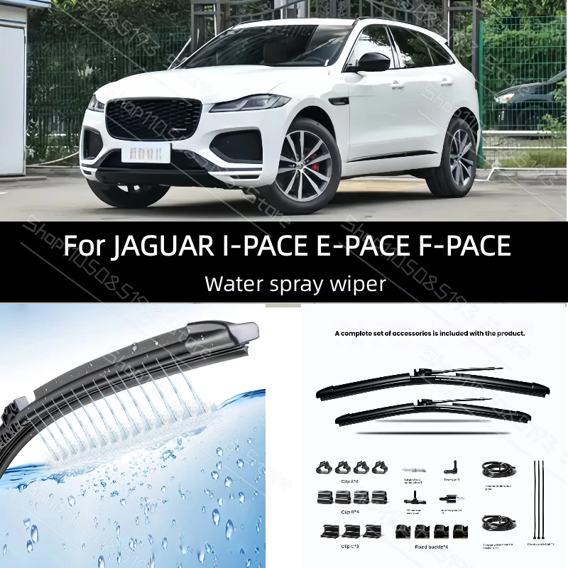 Car Modify Front Windshield Water Spray Wiper Blades For JAGUAR I-PACE E-PACE F-PACE 2016-2026 Wet Arm Cleaning Wiper Accessory
