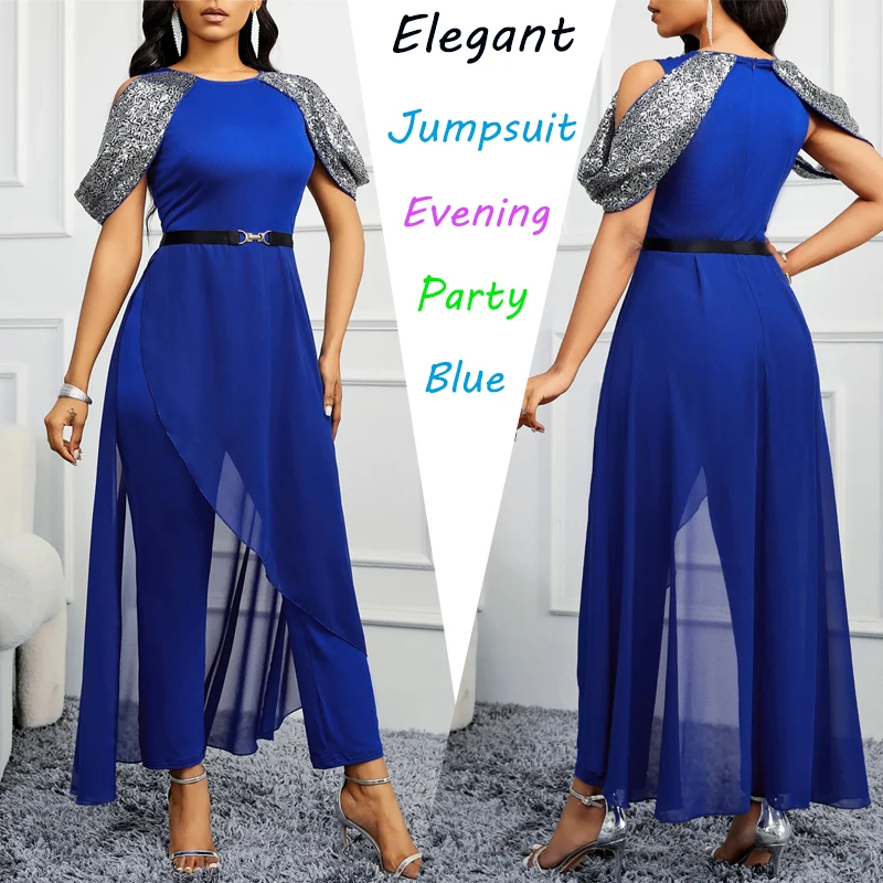 

2024 Elegant Slim Fit Temperament Women's Office Jumpsuit Belt Luxurious Design Jumpsuit High Waisted Birthday Party Jacket