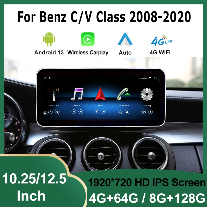 

Android13 8Core Carplay Auto For Mercedes Benz C/V Class W204 W205 GLC X253 W446 Multimedia Player Car Radio Stereo GPS Touch 4G