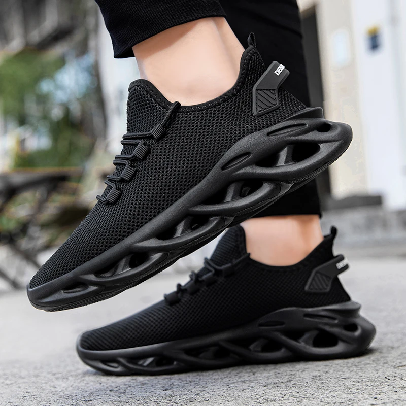 Fujeak  Fashion Men Running Shoes Sneakers Knit Athletic Sports Blade Cushioning Jogging Trainers Lightweight Footwear 39-48