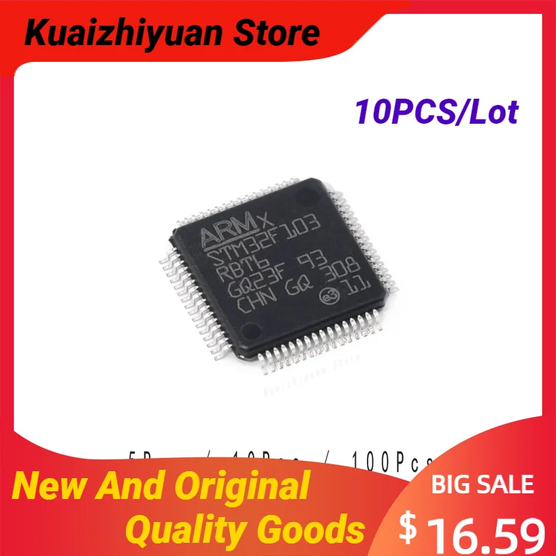 10PCS/Lot New And Original STM32F103RBT6 STM32F103RBT STM32F103RB STM32F103R LQFP64 QFP64 Chipset Quality Goods