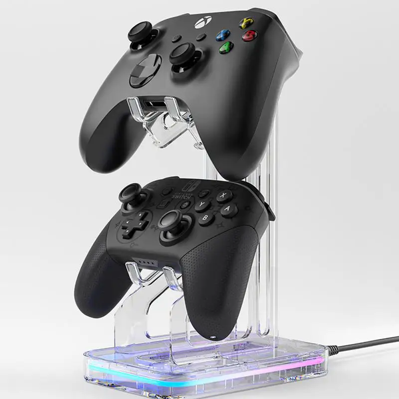 Universal 2-layer Controller Holder And Headphone Holder Game Accessories PS5PS4 Storage Holder With RGB Lights Display Rack