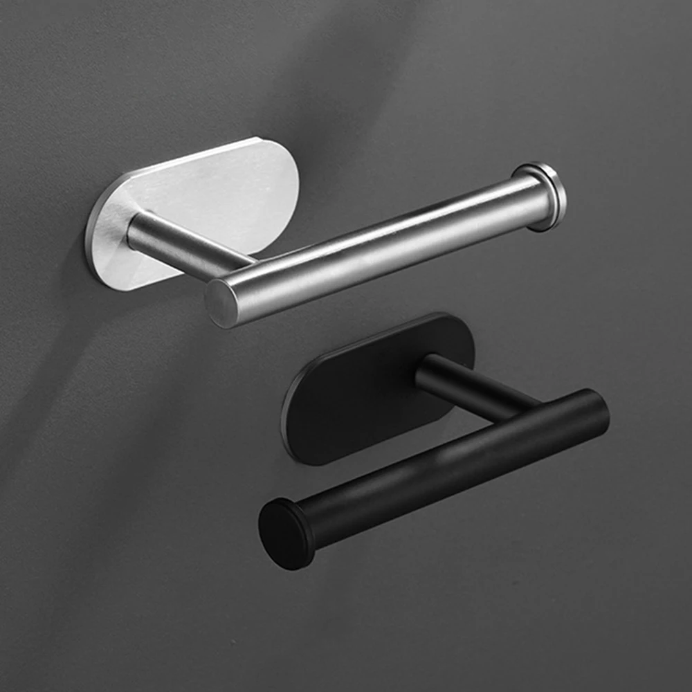 1PC Stainless Steel Roll Paper Holder Kitchen Plastic Wrap Wall Mount No Punch Hat Hanger Toilet Paper Holder Storage Hook image 3