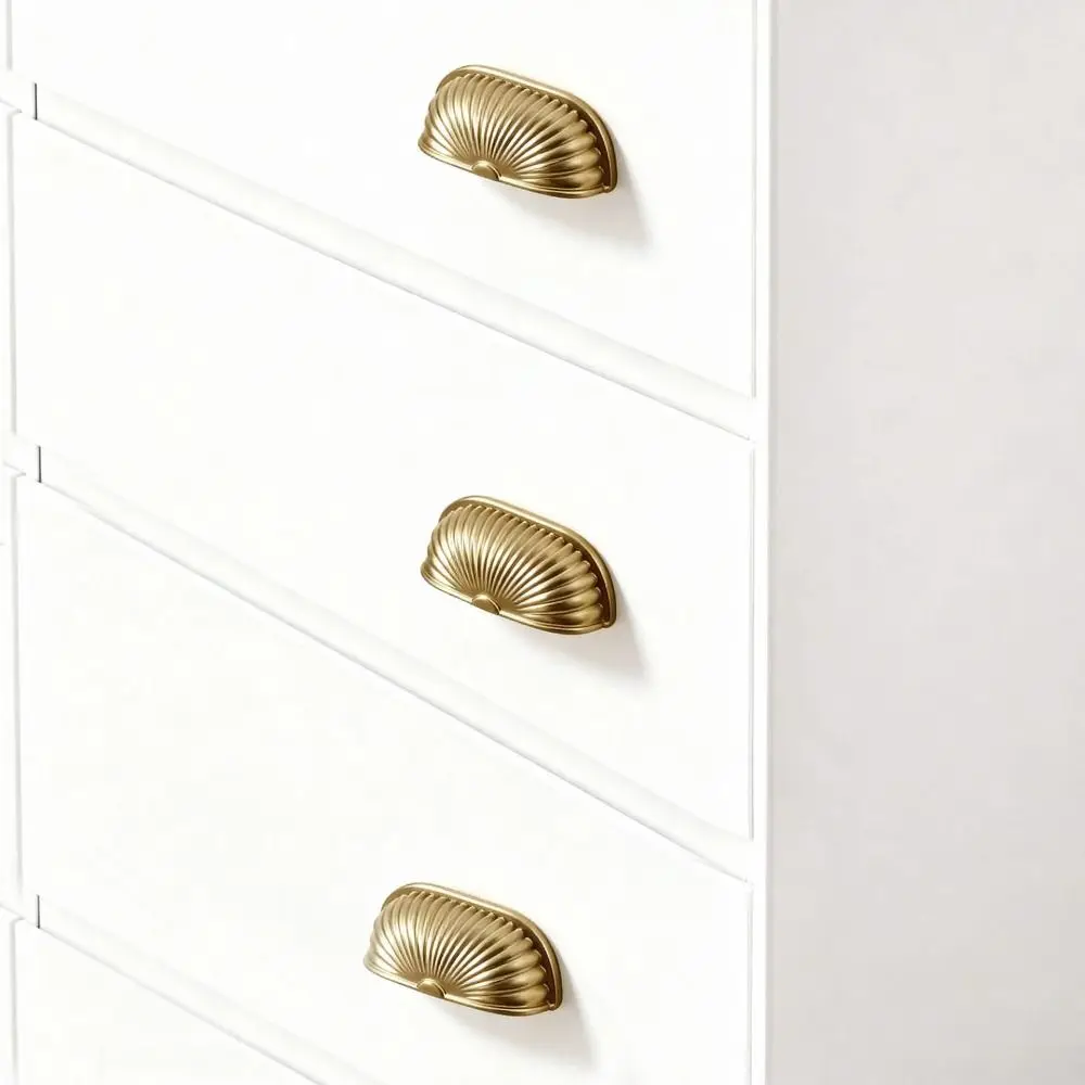Multicolor Shell Shape Furniture Handles Zinc Alloy Light Luxury Door Knobs Half-Round Antique Style Cabinet Hardware Dresser